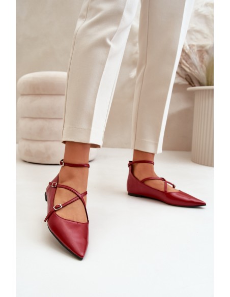 Women's Ballerinas With Pointed Toes And Intertwined Straps Burgundy Violra