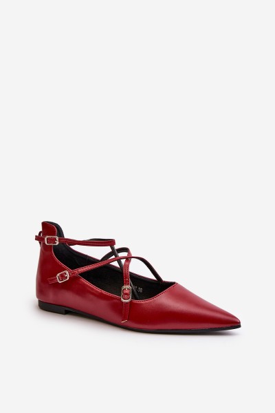 Women's Ballerinas With Pointed Toes And Intertwined Straps Burgundy Violra 2