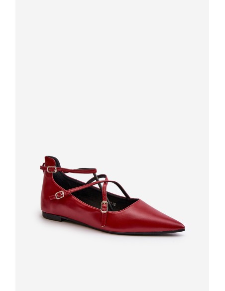 Women's Ballerinas With Pointed Toes And Intertwined Straps Burgundy Violra