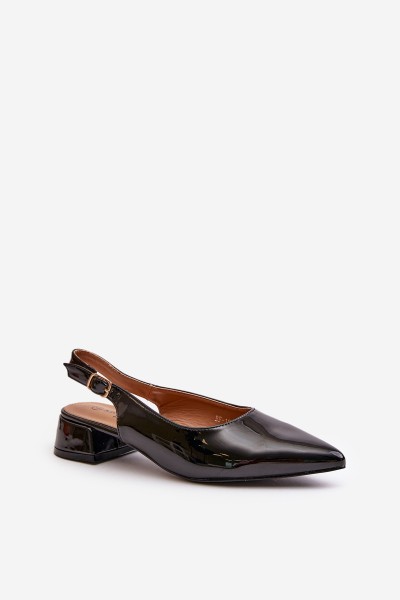 Lacquered Ballerinas On Low Heel With Pointed Toes Black Anarinne 2