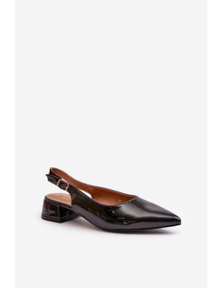 Lacquered Ballerinas On Low Heel With Pointed Toes Black Anarinne