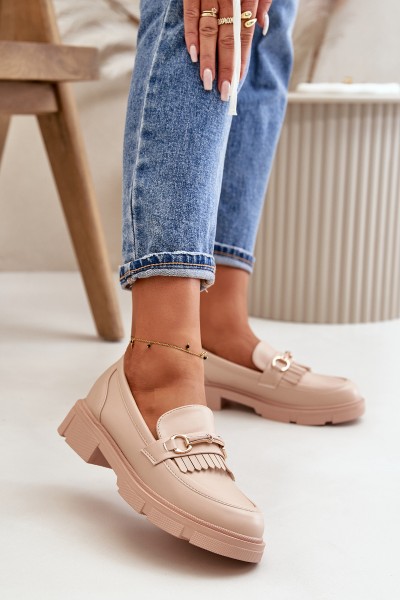 Women's Moccasins With Decoration Eco Leather Beige Tialorae