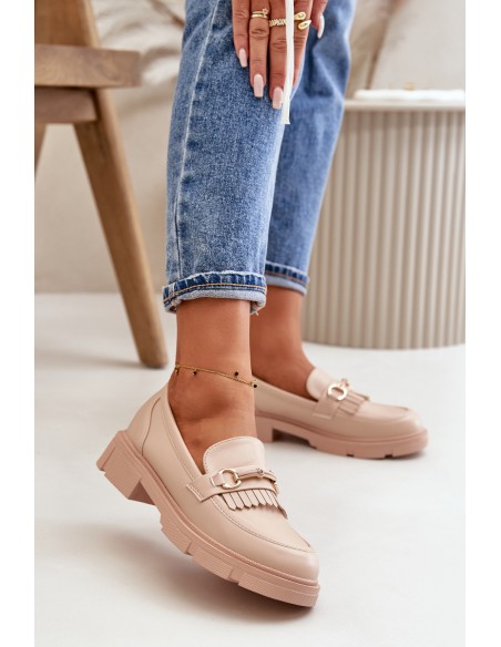 Women's Moccasins With Decoration Eco Leather Beige Tialorae