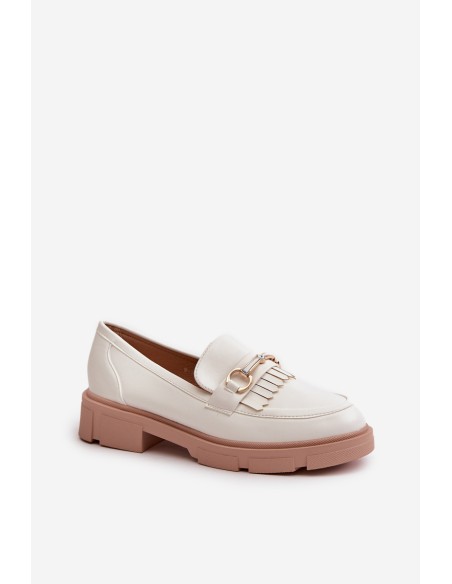 Moteriški mokasinai su puošmena Eco Leather White Tialorae