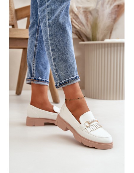 Women's Moccasins With Decoration Eco Leather White Tialorae