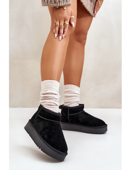 Women's Suede Snow Boots On Platform Black Nereviana