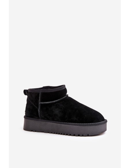 Women's Suede Snow Boots On Platform Black Nereviana