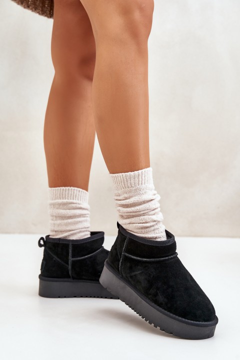 Women's Suede Snow Boots On Platform Black Nereviana