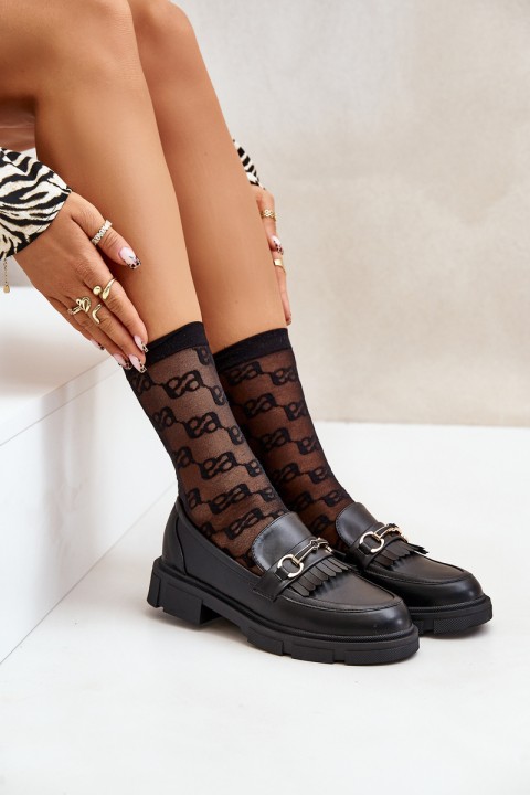 Women's Moccasins With Decoration Eco Leather Black Tialorae