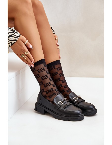 Women's Moccasins With Decoration Eco Leather Black Tialorae