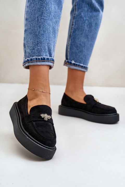 Women's Platform Moccasins Black Erithine