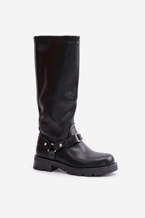 Warm Ladies Boots with Zipper Eco Leather Black Tialethe