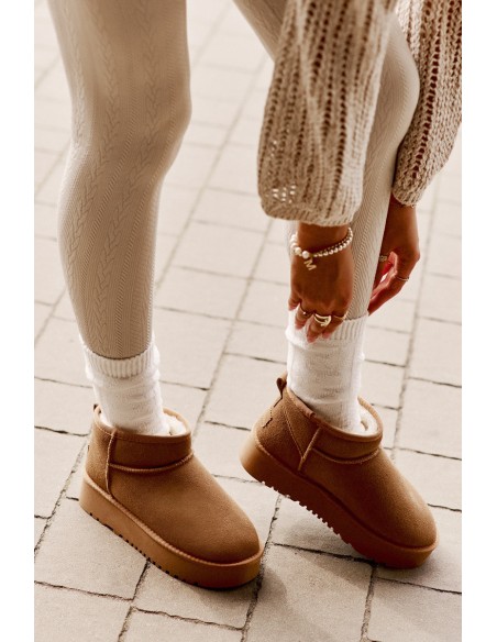 Women's Suede Snow Boots On Platform Camel Nereviana