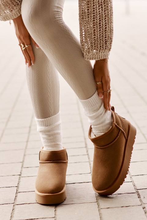 Women's Suede Snow Boots On Platform Camel Nereviana