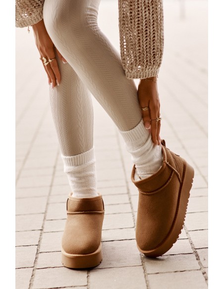 Women's Suede Snow Boots On Platform Camel Nereviana