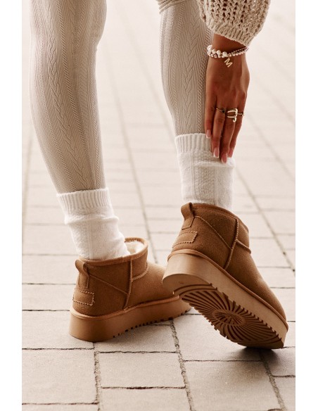 Women's Suede Snow Boots On Platform Camel Nereviana