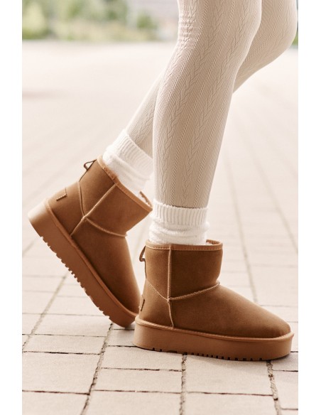 Women's Suede Snow Boots On Platform Above Ankle Camel Rianaella