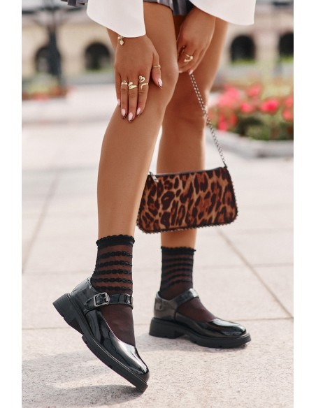 Lacquered Women's Shoes With Strap Black Vinceza 62179