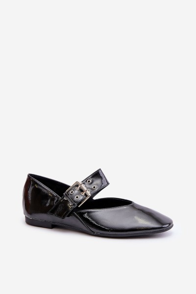 Lacquered Ballerinas With Strap Black Azirae 2