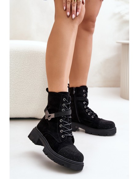 Insulated Ankle Boots Workers With Decoration Black S.Barski HY42-281