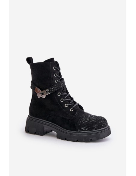 Insulated Ankle Boots Workers With Decoration Black S.Barski HY42-281