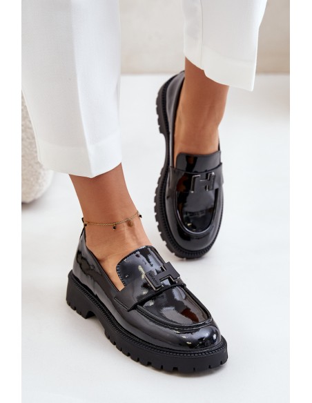 Lacquered Women's Moccasins Vinceza 62187 Black