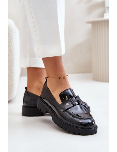 Lacquered Women's Moccasins Vinceza 62187 Black