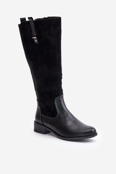 Women's Warm Knee-High Boots With Zipper Black Ivasira 2