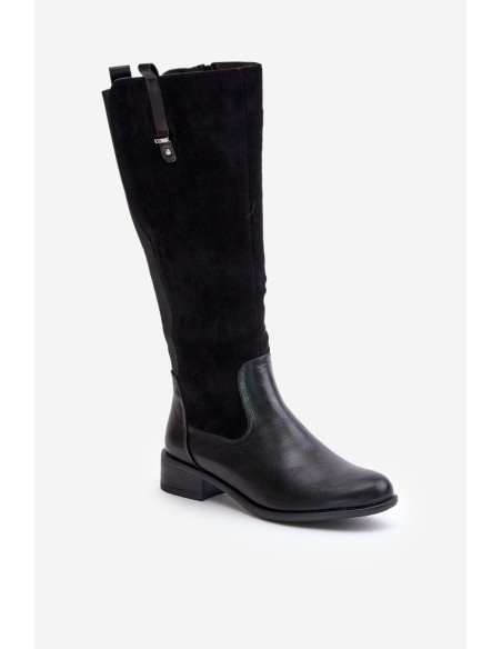Women's Warm Knee-High Boots With Zipper Black Ivasira