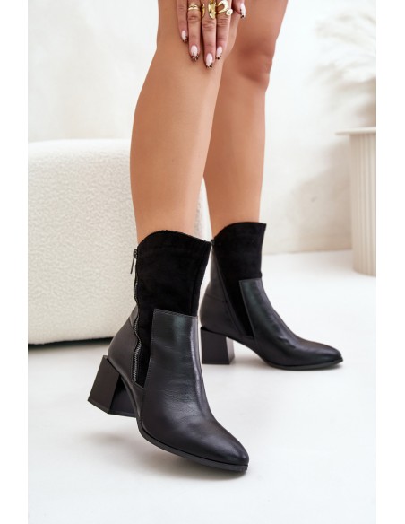 Warm Ladies Heeled Booties Brown Relabina