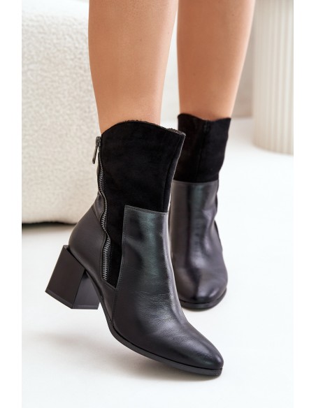 Warm Ladies Heeled Booties Brown Relabina