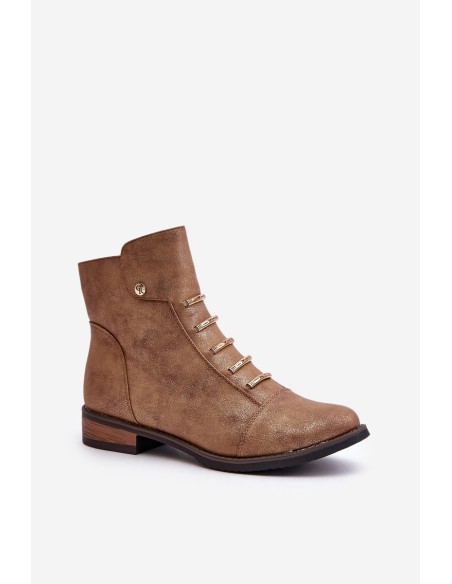 Warm Women's Ankle Boots on Flat Heel Gold Labise