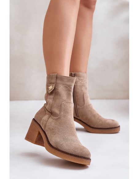 Insulated Women's Heeled Boots Beige Vailia