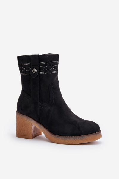 Warm Women's Ankle Boots With Heels Black Vailia 2