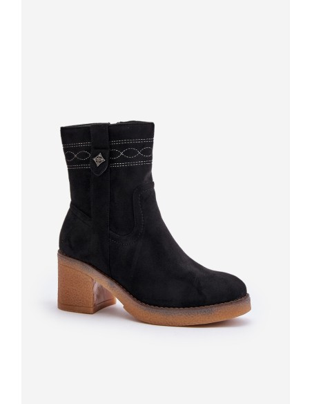 Warm Women's Ankle Boots With Heels Black Vailia