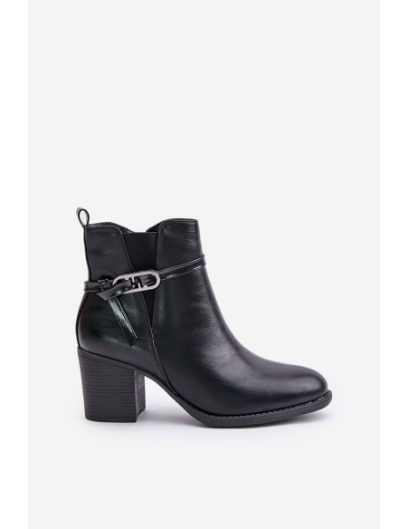 Women's Heeled Boots Insulated With Strap Black Zinithia