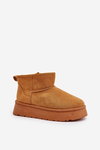 Low Women's Snow Boots On Platform Insulated With Fur Camel Saldren 2