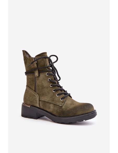 High Worker Boots With Zippers Dark Beige Maisa