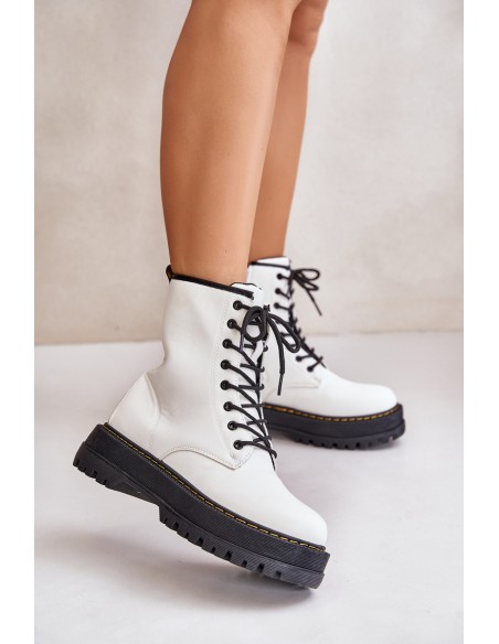 Insulated Worker Boots from Eco Leather with Zipper White Naleli