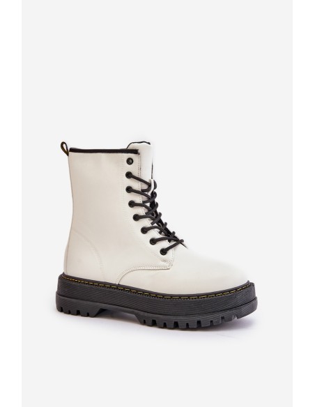 Insulated Worker Boots from Eco Leather with Zipper White Naleli