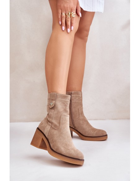 Warm Women's Heeled Ankle Boots Brown Vailia