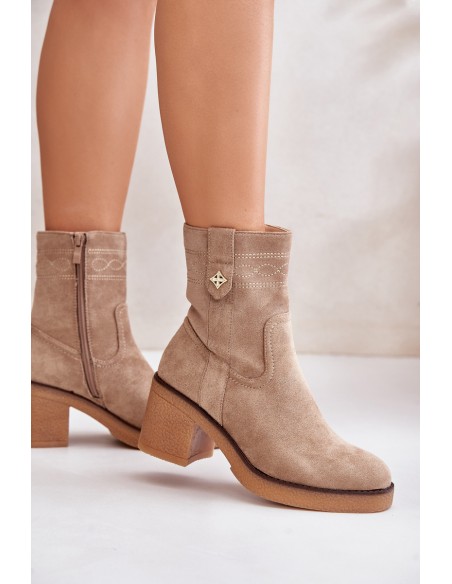 Warm Women's Heeled Ankle Boots Brown Vailia