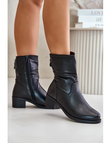 Boots On Low Heel Insulated With Fur Vinceza 85155 Black