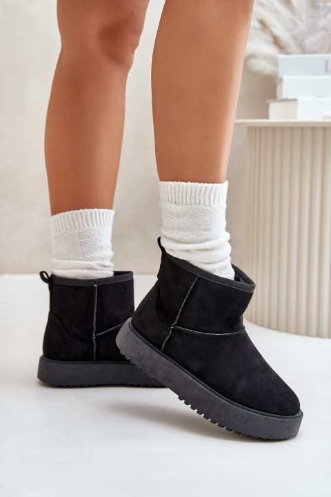 Women's Snow Boots On Platform Made Of Eco Suede Black Atteria