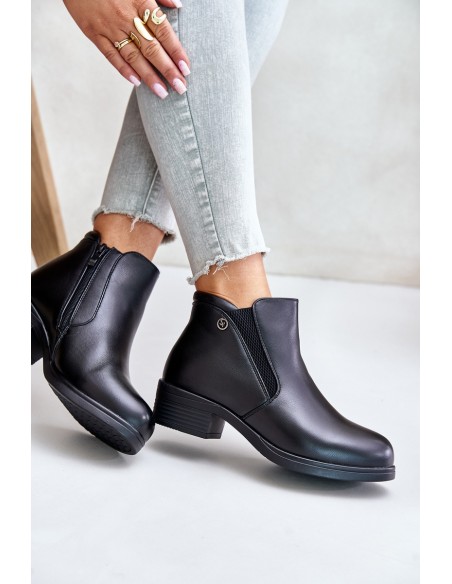 Ankle Boots With Low Shaft Insulated With Fur Vinceza 85150 Black