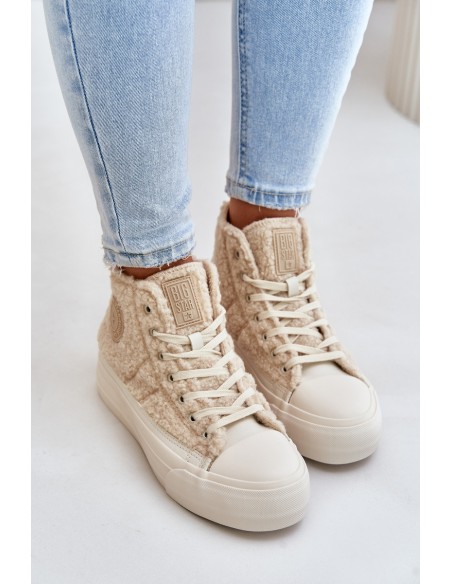 Insulated Women's Sneakers With Sheepskin Type Big Star OO274A444 Beige