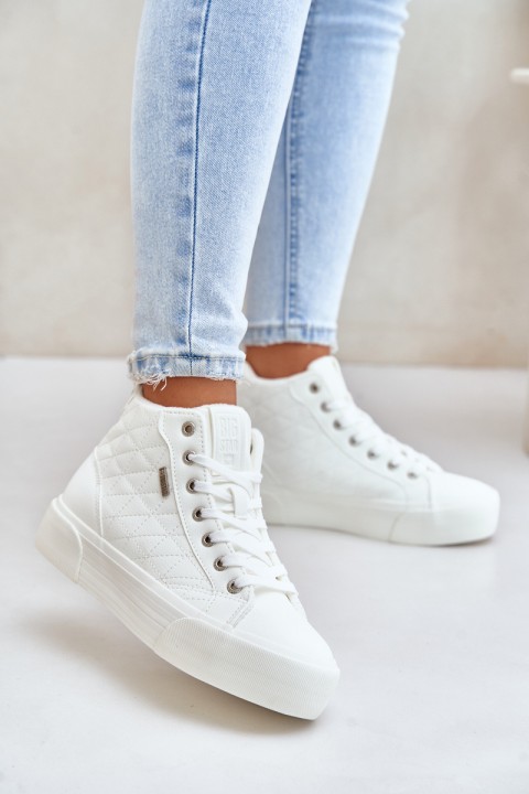 Warmed Women's Sneakers With Stitches White Big Star OO274A479