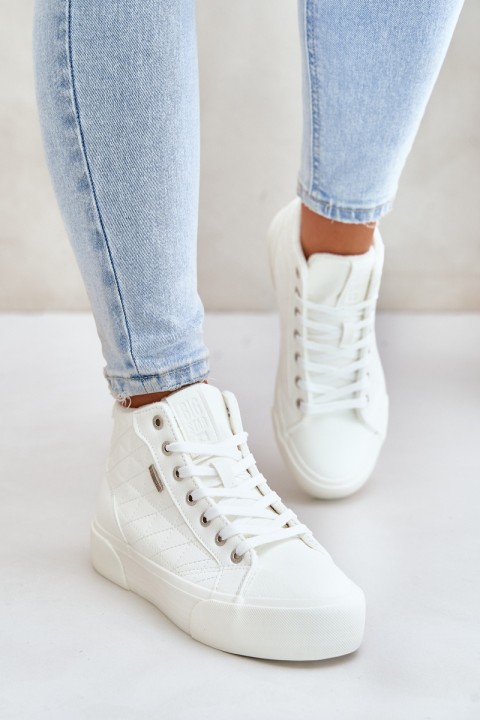 Warmed Women's Sneakers With Stitches White Big Star OO274A479