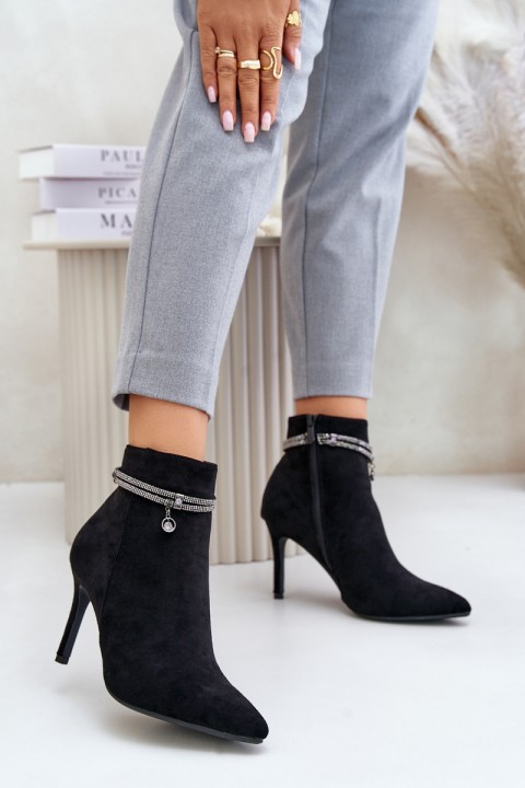 Aukštakulniai batai su dekoratyvine juostele Eco Suede Vinceza 16469 juoda