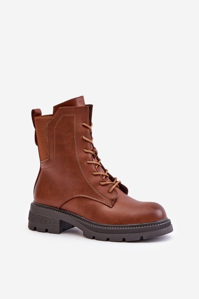 Insulated ankle boots workers with zipper brown Leairae 2